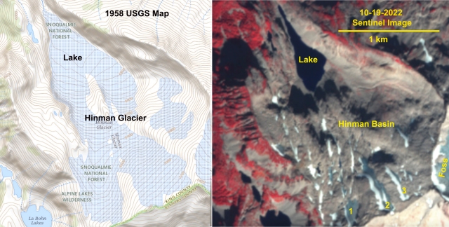 Hinman glacier loss 1958-2022