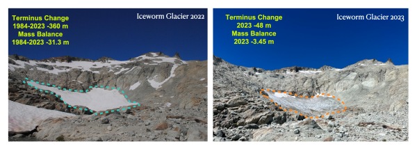 Ice worm glacier 1984-2023