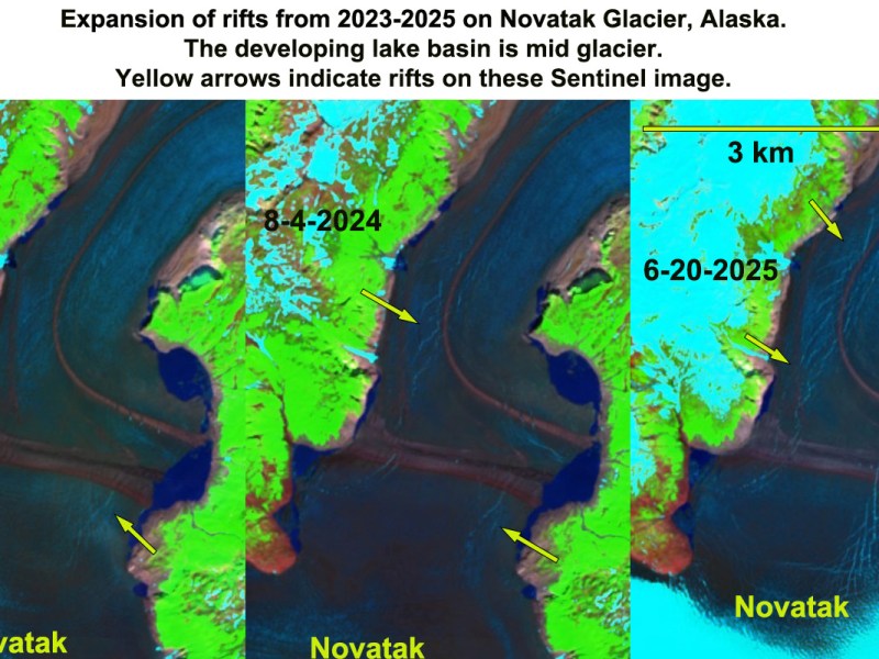 Novatak Glacier, Alaska Rifting  in 2025 Reveals Forthcoming Rapid Lake Development in&nbsp;2025