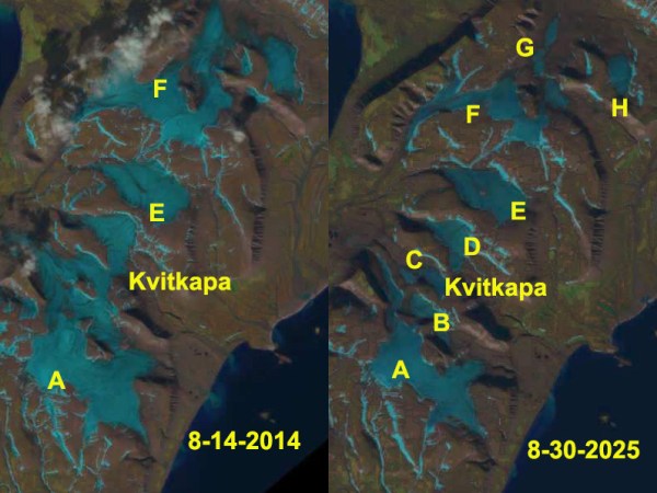 Svalbard Ice Cap Fragmentation and RecessionAccelerates with Snow Free Conditions Again in&nbsp;2025
